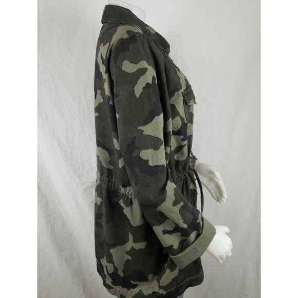 JustFab Anorak Jacket Womens Large Camo Cotton Canvas Unlined Drawstring Waist - Picture 4 of 10